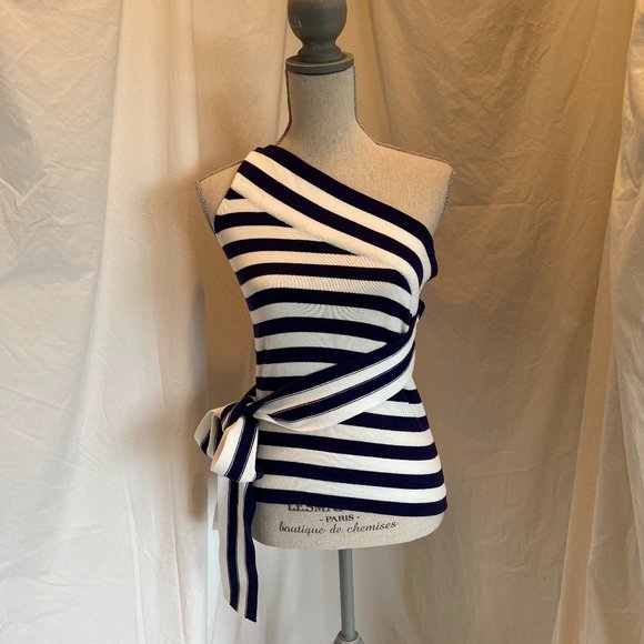 Navy/white stripe knit top - Picture 1 of 8